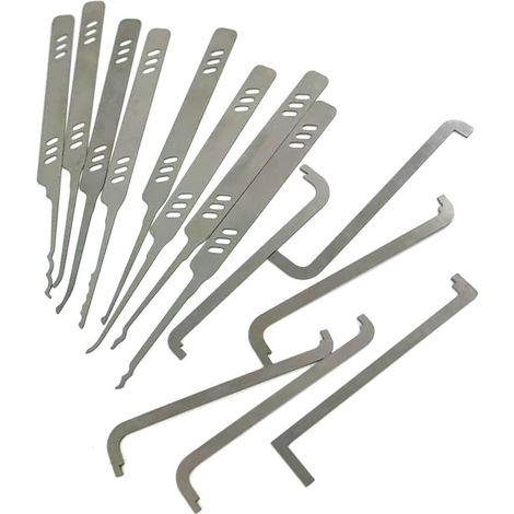 Lot de 14 outils de crochetage de serrure avec clé de tension, crochet unique de déverrouillage adapté aux noyaux de serrure européens (outils uniquement) (1/5)