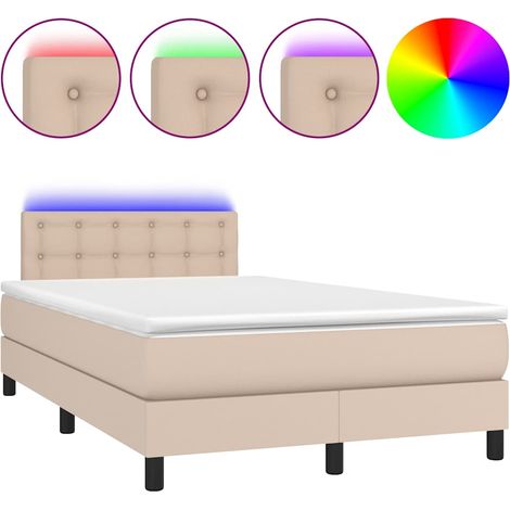 Maison Exclusive - Sommier Ă lattes de lit avec matelas LED Cappuccino 120x200 cm (1/5)