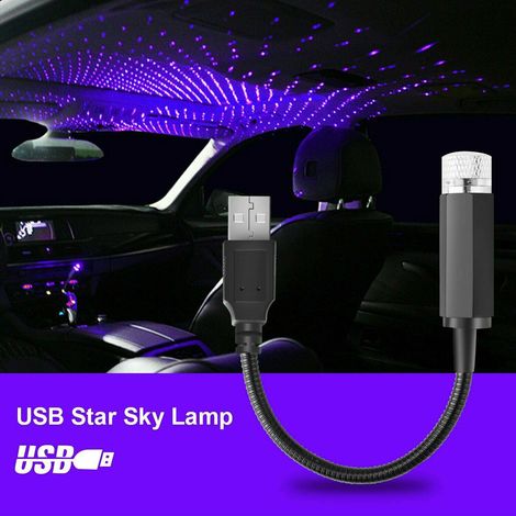 Luz ambiental USB transfronteriza con motivo de paniculata para el coche, luz de proyección para el interior del coche, luz exterior de cielo estrellado, luz roja brillante (1/4)