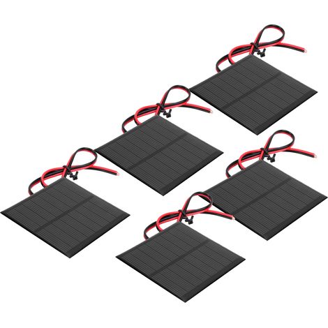5 panneaux solaires polycristallins 4V 160mA avec câbles 30cm pour recharger batteries (1/5)