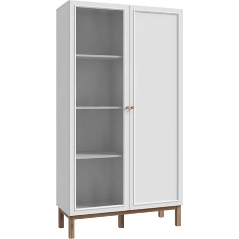 Armoirette vitrée décor gris et chêne avec portes réversibles - UDINE (1/5)