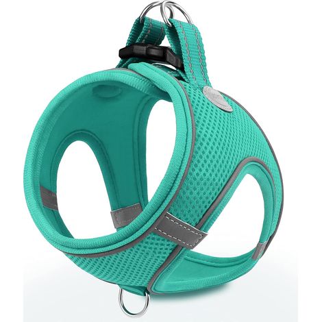 Harnais Chien, Réfléchissant Respirante Gilet Harnais pour Petit Moyens Chiens, M, Turquoise (1/5)