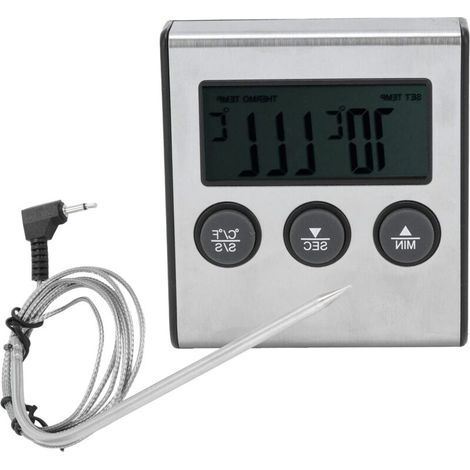 Thermomtre Viande Numerique Mtre de Temperature Alimentaire avec Alarme de Minuterie de Sonde Pliante pour la Cuisine (1/5)