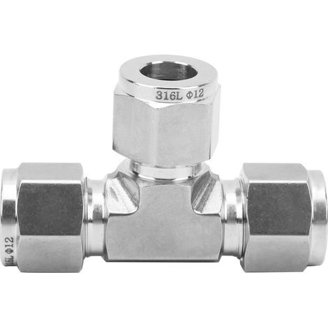 Raccord en T à compression de diamètre égal, en acier inoxydable forgé 316, SS-600-3Ф12, pour tuyau Ø12 (1/5)