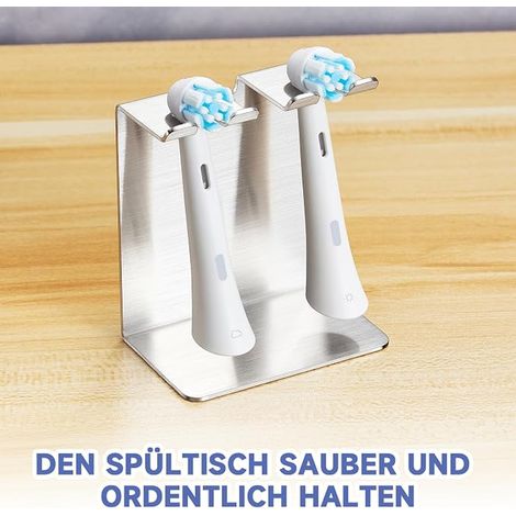 Support Brosse a Dent Electrique, Porte Brosse à Dents Mural ou Placement sur Le Bureau, Support de Tête de Brosse à Dents Electrique, Rangement Brosse a Dent pour Salle de Bain (Argenté, Petit) (1/4)