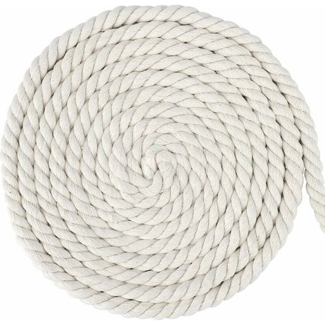 Corde Macramé Blanc 12mm - 10M, Fil Macramé pour DIY, Décoration Murale Bohème (1/5)