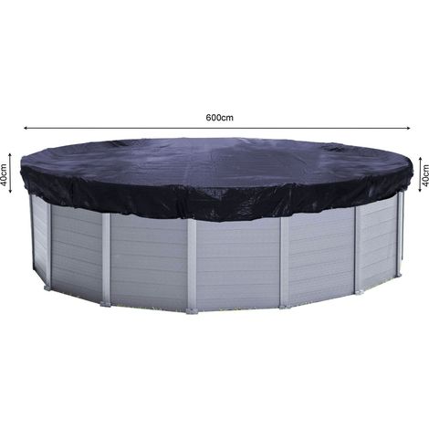 Solarplane Pool Ø 680cm Rund für Pools 550-600 cm Winterabdeckplane Poolabdeckung 200g/m² Schwarz (1/5)