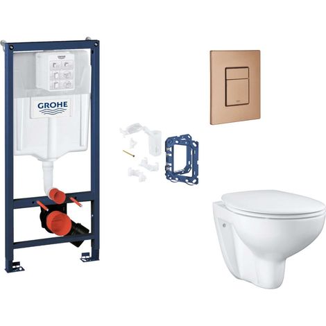 Grohe Rapid SL - Set bâti-support, cuvette, abattant SoftClose et plaque de déclenchement Skate Cosmopolitan et kit pour insertion de tablette, Warm Sunset Brossé SANI11BB4155 (1/5)