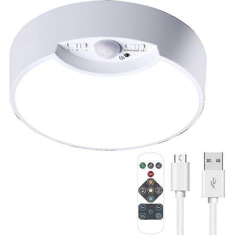 Plafonnier LED sans fil avec télécommande et détecteur de mouvement, rechargeable pour l'intérieur, idéal pour la douche. (1/5)