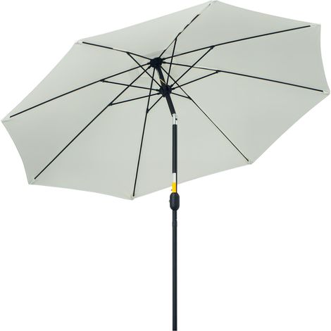 Parasol de jardin 2,65 x m, inclinable sur 3 positions manivelle, parasol d'extérieur 8 baleines en aluminium toile en polyester 180 cour, terrasse balcon, couleur crème (1/5)
