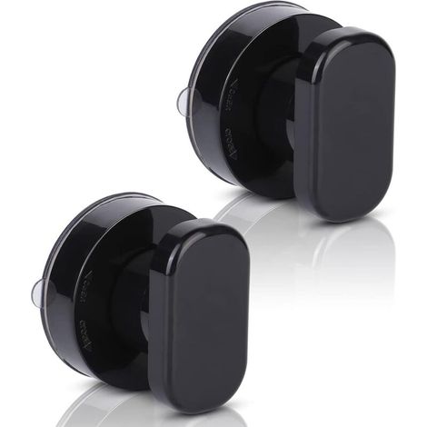Bardusch Lot de 2 Poignées de Porte à Ventouse - Pour Baie Vitrée, Verre de Salle de Bain, Armoire, Tiroir - Forte Adhérence - Noir (1/5)