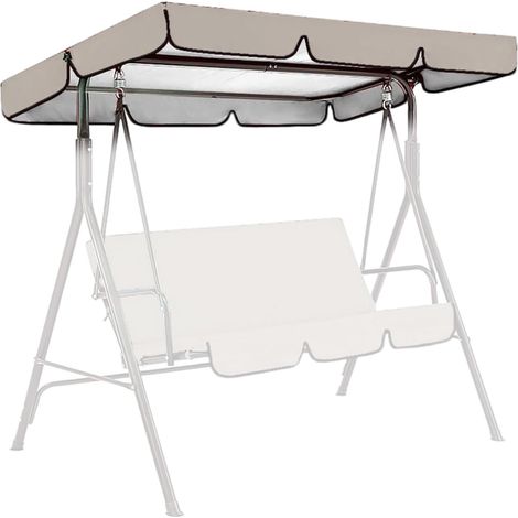 Beige, Housse de balancelle de jardin, 249 x 185 x 18 cm, Imperméable et durable, Auvent de remplacement universel pour balancelle de jardin, Tissu Oxford, 3 places, Protection UV (1/5)