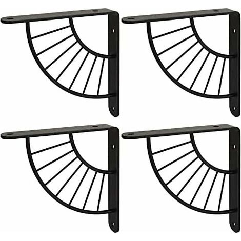 4 Stück Regalhalterungen für die Wand, schwarz, 150 × 150 mm, robuste Regalhalterungen aus Metall, Wandregalstütze, Wandregalhalterungen – maximale Belastung 50 kg