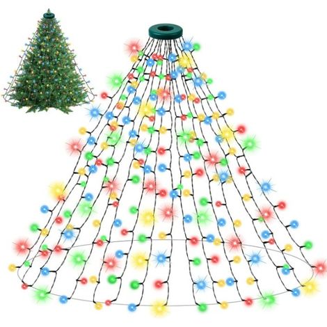1PC multicolore 2m x 16 Lignes/400LEDs Guirlande Lumineuse Sapin, 2m x 16 Lignes/400LEDs Guirlande Sapin Décoration,Etanche Guirlande Lumineuse de Noël, avec 8 modes d'éclairage, avec Fonction mémoire (1/5)