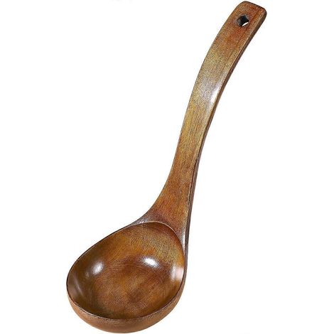 BESTONZON Cuillère en bois de 28 cm, louche à long manche, cuillère de cuisine épaisse et portable pour la maison