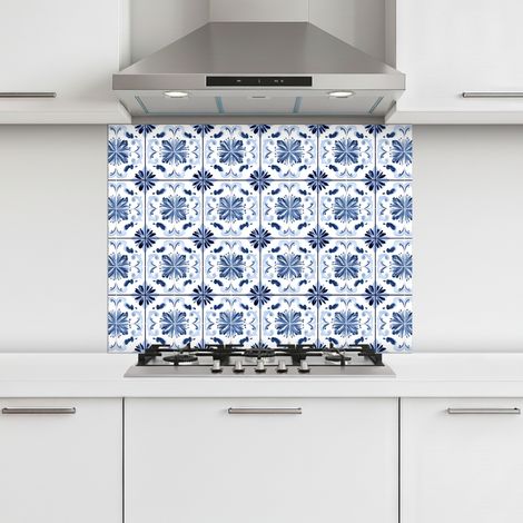 CRÉDENCE CUISINE Motif - Carrelage - Bleu 80x60 cm