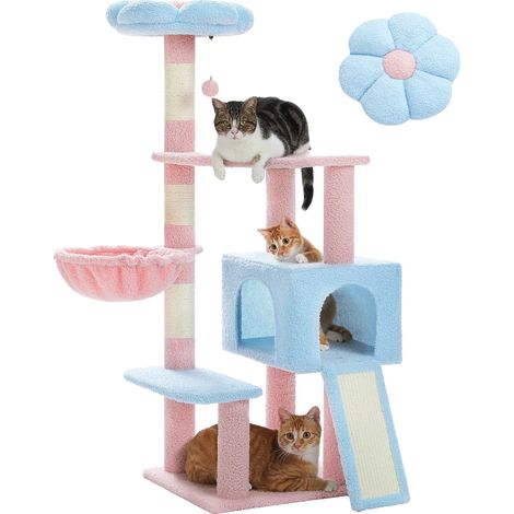 Katzenbaum, mehrstufiges Design, Kratzpfosten enthalten, AMT0236BU, L-a (1/2)