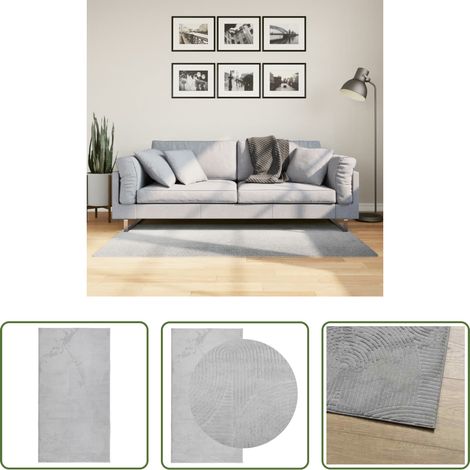 Teppich Wohnzimmer -  Teppich IZA Kurzflor Skandinavischer Look Grau 80x150 cm