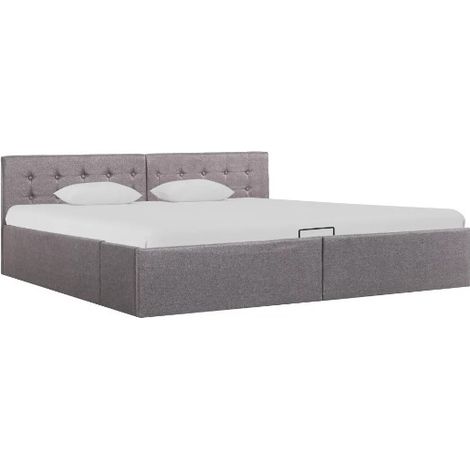 Lit coffre tissu taupe Rundo 180x200 (1/5)
