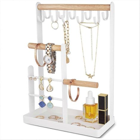 Schmuckständer mit Halskettenhalter und Ringablage, hängender Aufbewahrungsturm für kleinen Schmuck. (1/5)