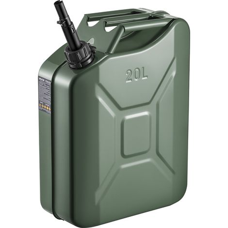 Jerrican Essence Métal 20 L Bidon Essence Débit Maximal 6 L/min Réservoir de Carburant Portable Résistant pour Véhicules, Tracteurs, Tondeuse à Gazon, avec Bec Verseur, Poignée Confortable, Vert (1/5)