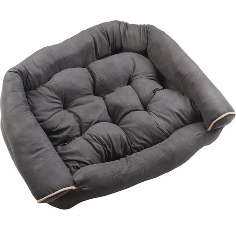 Canapé-lit pour chien en mousse à mémoire de forme, idéal pour dormir et jouer. Doux et confortable, gris foncé, taille XL. (1/5)