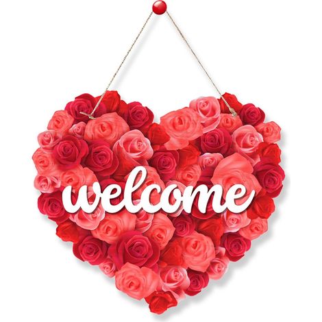 Panneau Accroche Porte Forme Coeur - Bois Naturel - Décoration Intérieure Maison Fête Amour - 1 Pièce (1/5)