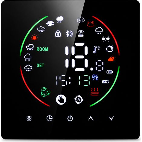 Thermostat de chauffage à eau 3 A, noir, sans Wi-Fi, compatible avec le chauffage au sol hydraulique et les chaudières (1/5)