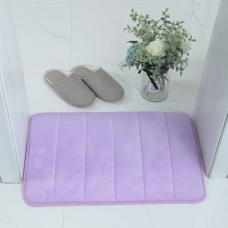Tapis d'entrée rayé en polaire douce, tapis de porte de salle de bain 40 x 60 cm (1/4)