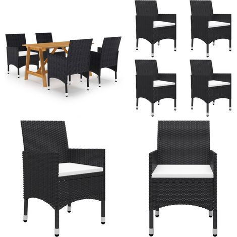 Ensemble à manger de jardin 5 pcs Noir - Ensemble Salon De Jardin - Mobilier De Jardin - Table De Jardin - Chaises De Jardin - Acacia Massif - Home & Living (1/5)