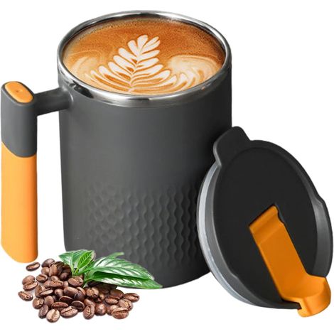 Tasse à café de voyage thermique, gobelet à café pour femme - Tasse thermique double couche de 450 ml,Gobelet à double couche avec couvercle et poignée pour lait, eau glacée, jus de