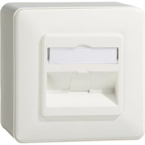 Prise réseau montage apparent (en saillie) CAT 6a 1 port Metz Connect 130B12D10002-E blanc pur R01247 (1/2)
