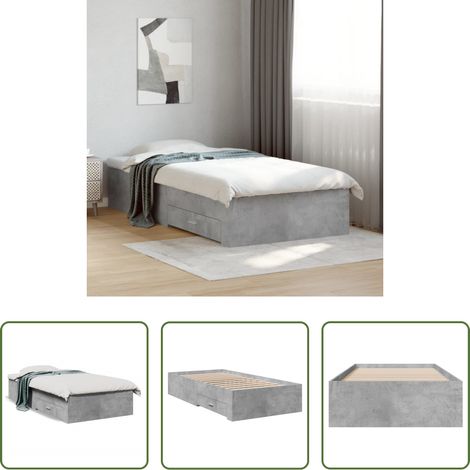 Holzwerkstoff Bettgestell - Bettgestell mit Schubladen Betongrau 90x190 cm Holzwerkstoff (1/5)