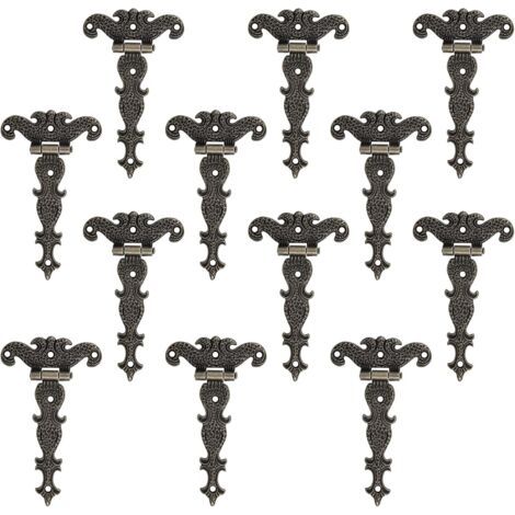 12 Pièces Charnière Rétro, Charnières Décoratives en Bronze Rétro Avec Vis de Montage, Convient à la Réparation de Décoration de Boîte à Outils de Meuble d'Armoire (1/4)