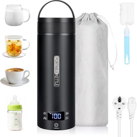 Bouilloire de Voyage, 450ml Mini Bouilloire Electrique, 300W Petite Bouilloire Electrique, Chauffe Eau Portable pour Café, Lait, Thé (220V) (1/5)