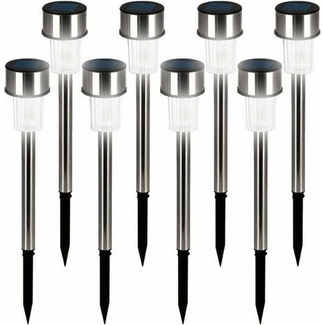 8x Lampes solaires de Jardin luminaire extérieur LED acier inoxydable Jardin Eclairage solaire blanc chaud (1/5)