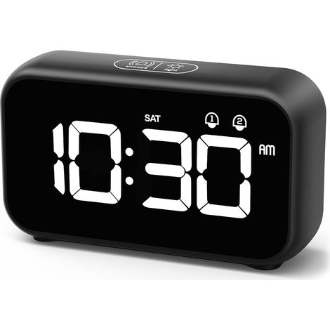 1 Réveil Numérique LED, Double Alarme, Fonction Snooze, Rechargeable USB, Luminosité Réglable, Bureau Chambre (1/5)