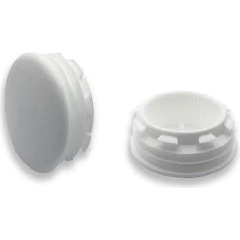 Ajile - Bouchon embout rond plat de finition BLANC pour tube de diam. 28 mm