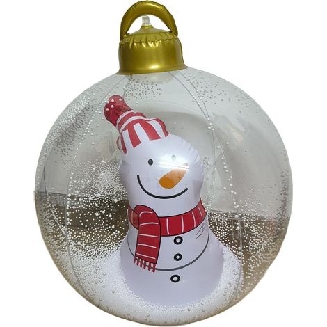 Boule de Noël gonflable de 60 cm avec LED, géante, lumineuse, décorée, en PVC transparent, pliable, avec télécommande, décoration extérieure pour les fêtes, bonhomme de neige (1/5)