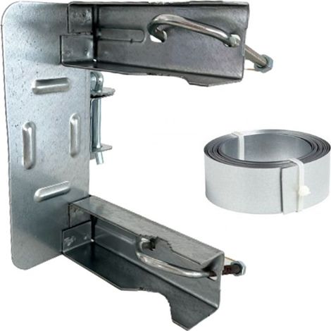 Cerclage cheminée simple galvanisé 2 tendeurs – Feuillard galvanisé 5m – Fixation pour antenne TV et parabole – Longueur 5m, largeur 40mm, épaisseur 6/10mm – Hdsat