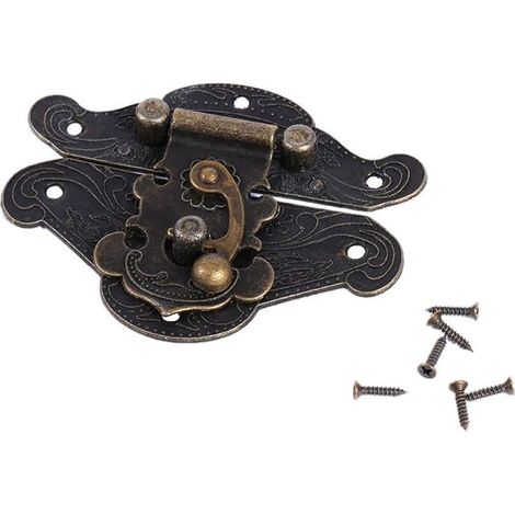 Cierre vintage de aleación de zinc, estilo antiguo, color bronce, para joyero, armario o maleta, 8,2 x 6,5 cm. (1/5)