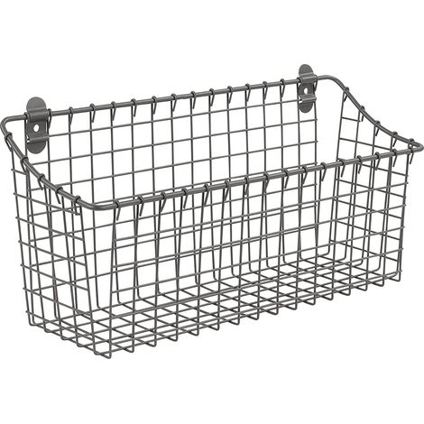 Cestino da parete extra large per riporre e organizzare oggetti, stile rustico, in ferro massiccio, contenitore in filo d'acciaio industriale