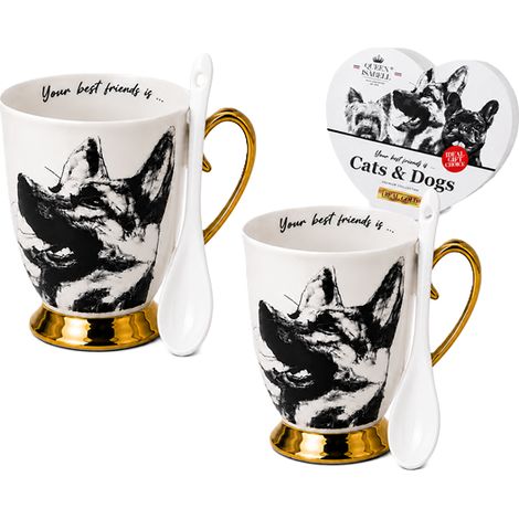 Juego de tazas de porcelana con diseño de pastor alemán de QueenIsabell (Regalo Premium) (1/5)