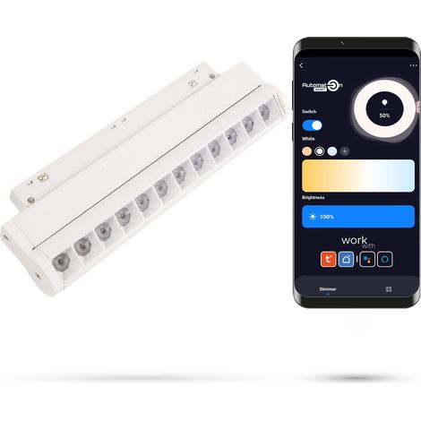 Faretto lineare a LED bianco WiFi Zigbee regolabile 12W per binari magnetici SMART TRACK 48VDC 3000-5000K dimmerabile (1/5)
