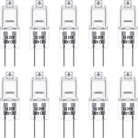 Ampoules halogènes G4 20W 12V, type T3 JC, 2 broches, dimmable  pour éclairage paysager, sous meuble, Puck Light et Track Lighting  Lot de 10  Remplacement de base