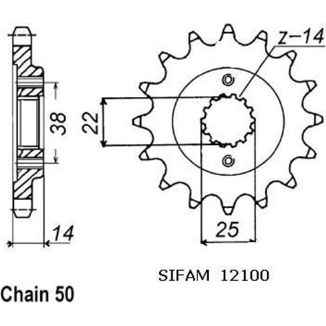 sifam-getriebeausgangsritzel für motorrad cagiva 900 elefant ac (1/3)