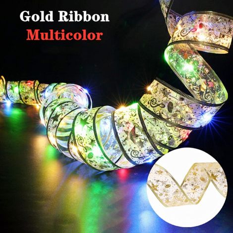 Weihnachtslichterkette mit Schleifenmuster, batteriebetriebene Lichterkette, Dekoration für drinnen und draußen für Weihnachtsbaum, Party, Feiertage. (1/4)