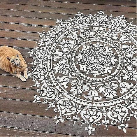 Mandala Auxiliary Painting Template Large Reusable Stencil For Floor Wall Tile Fabric Furniture (1/2)