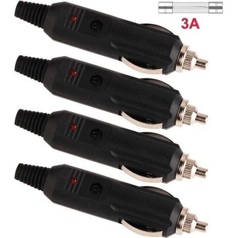 4Pcs 12V 24V Cigar Lighter Plug, Male Car Cigarette Lighter Socket, Auto Plug Connector With LED Diode Indicator DIY (1/3)