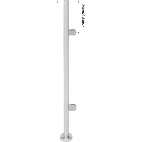 Poteau de garde-corps, acier inoxydable 316, adapté pour panneaux en verre, Argent (1/2)